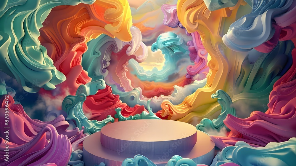 Fototapeta premium Abstract Colorful Swirls with Pedestal.