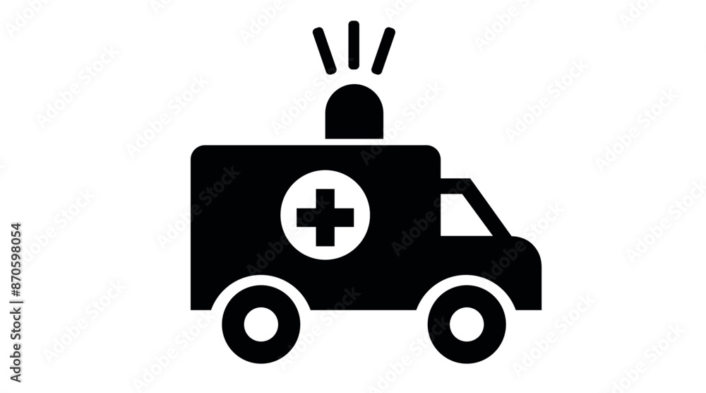 Ambulance Icon. Vector isolated editable black and white illustration Ambulance Icon. Vector isolated editable black and white illustration