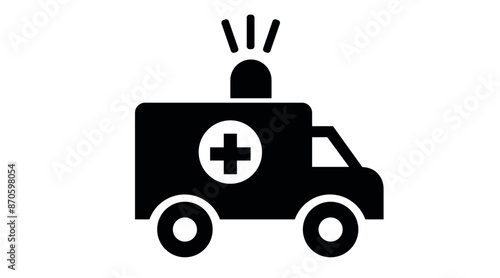 Ambulance Icon. Vector isolated editable black and white illustration
