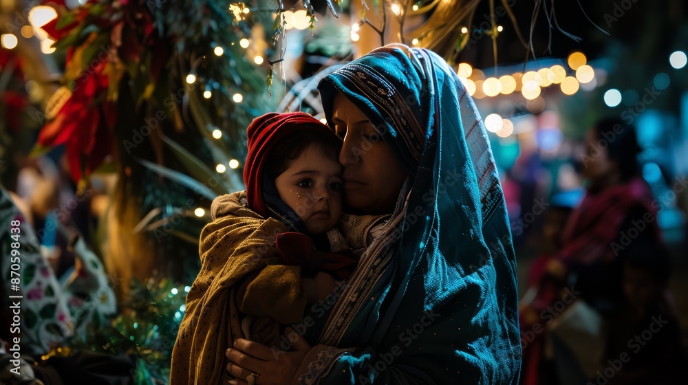 the viewpoint of a participant in a posada (reenactment of Mary and ...