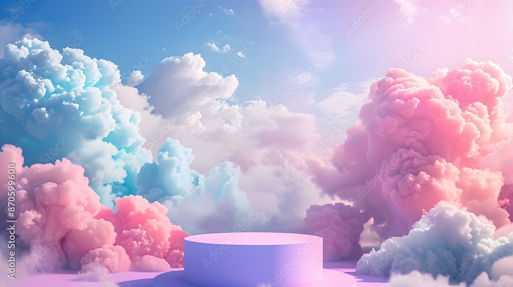 Pink and Blue Clouds with Platform. Pink and Blue Clouds with Platform.