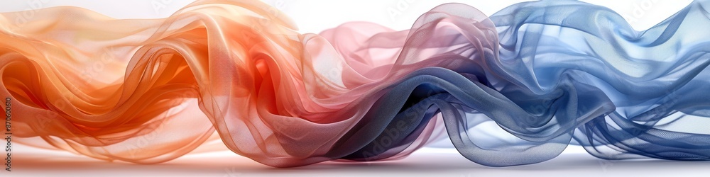 Obraz premium A transparent textile with abstract design, featuring bright colors and smooth curves for modern background.