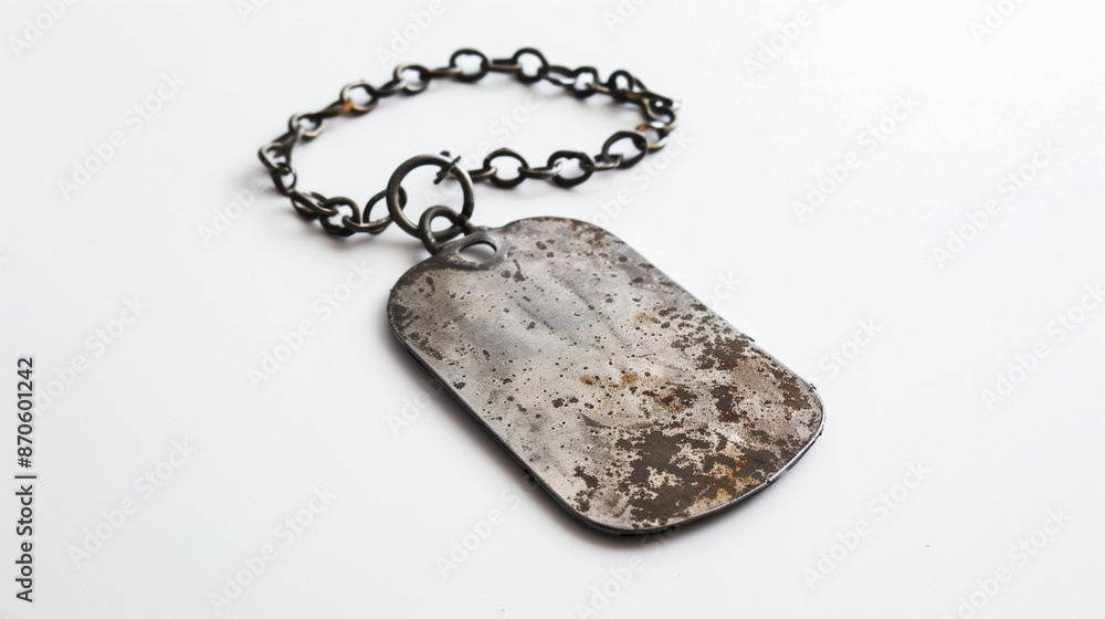 Fototapeta premium Dogtag, piastrina militare consumata con spazio per messaggio o per nome.