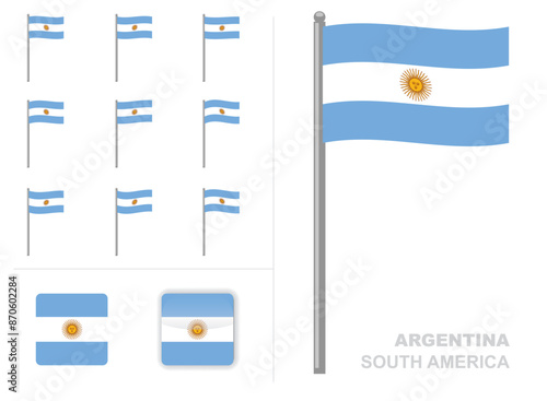Argentina Flag Country Waving Animation App Icon Vector