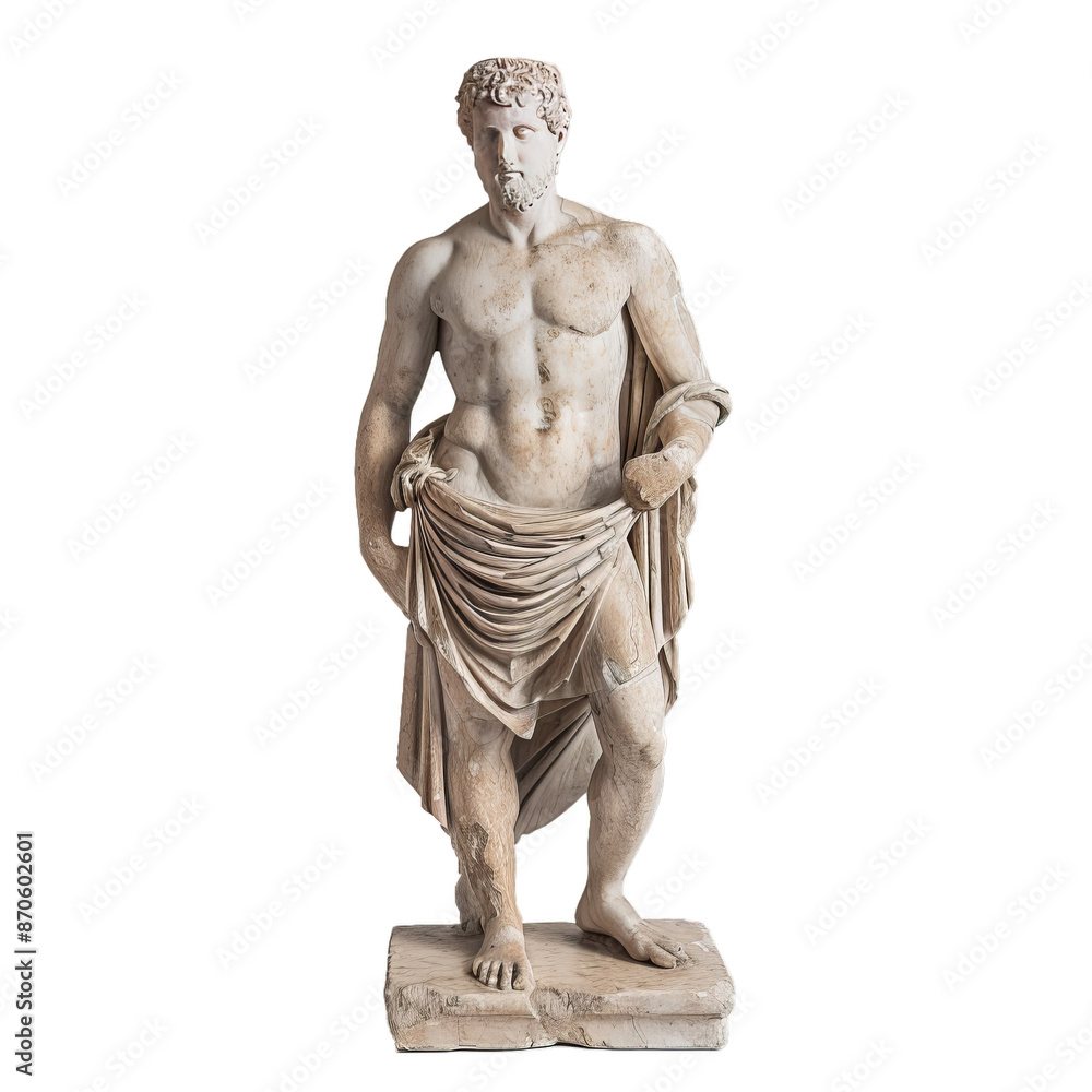 Detailed sculpture of an ancient greek hero isolated for versatile design use Detailed sculpture of an ancient greek hero isolated for versatile design use