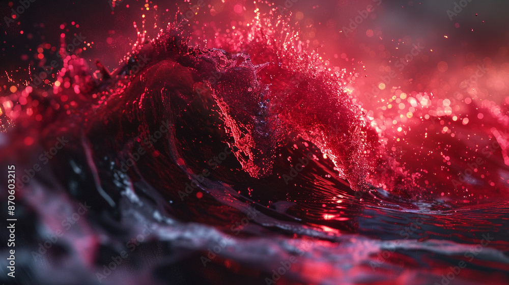 Distortion waves in deep blacks and vibrant reds, with fragmented, shattered forms creating a dramatic visual effect. Distortion waves in deep blacks and vibrant reds, with fragmented, shattered forms creating a dramatic visual effect.