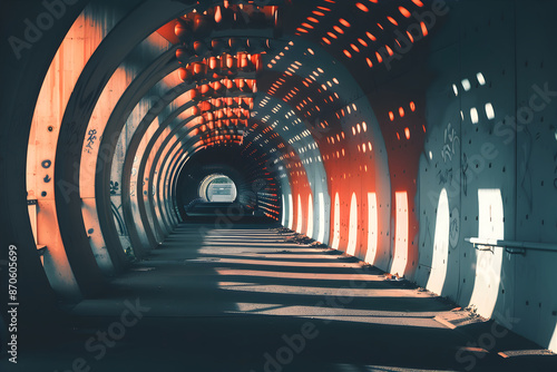 Urban abstract tunnel. Underground space corridor.  photo