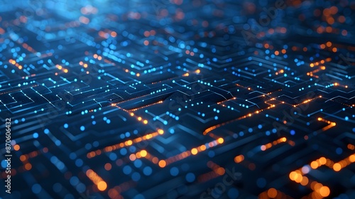 Critical Path as a complex maze in a high-tech, neon-lit world. It has the critical path highlighted as a glowing blue line. which leads to the success of the project