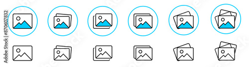 gallery icon vector, silhouette of an image, Photo album icon, Picture icons set in filled, thin line, outline and stroke style..