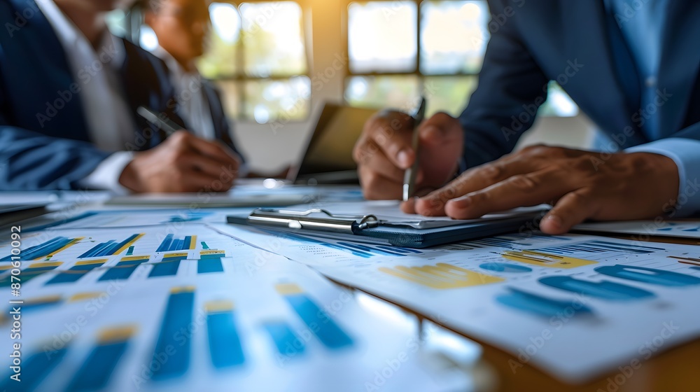 Business executives are in a boardroom discussing charts, graphs, and strategic plans. Emphasis is placed on analyzing financial performance. Business executives are in a boardroom discussing charts, graphs, and strategic plans. Emphasis is placed on analyzing financial performance.