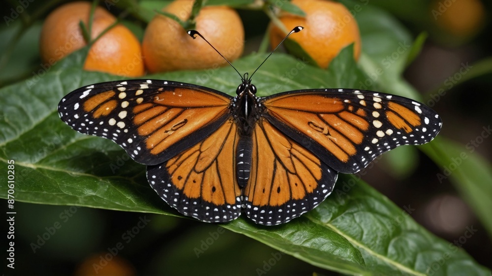 Beautiful butterfly on bush leaves. Beautiful butterfly on bush leaves.