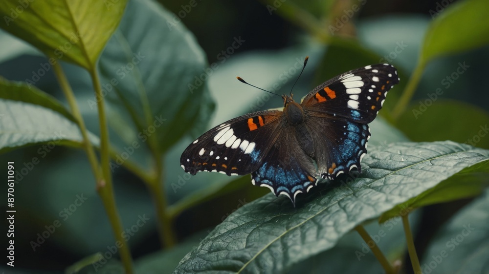 Butterfly on a bush leaf. Butterfly on a bush leaf.