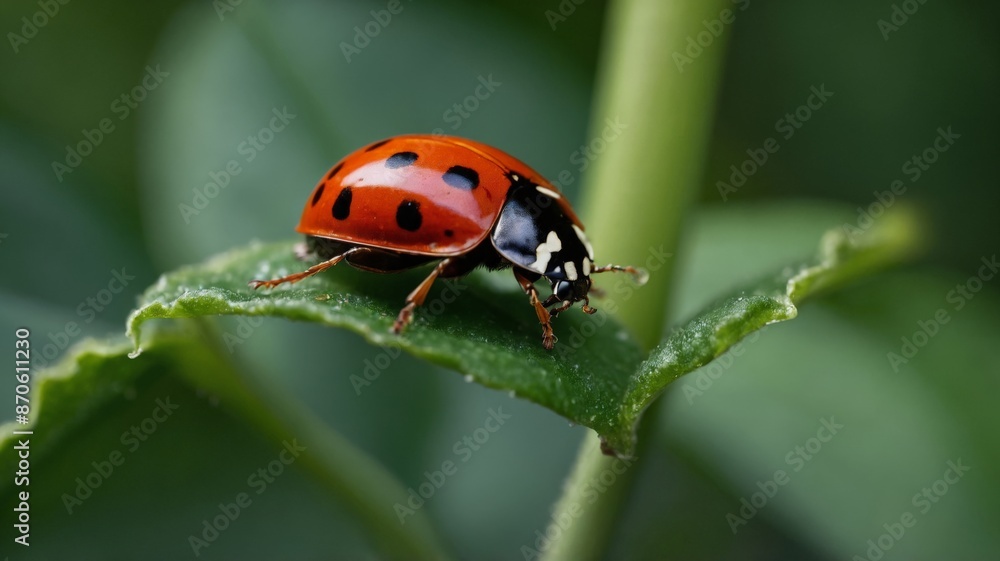 Ladybug on a leaf of a plant. Ladybug on a leaf of a plant.