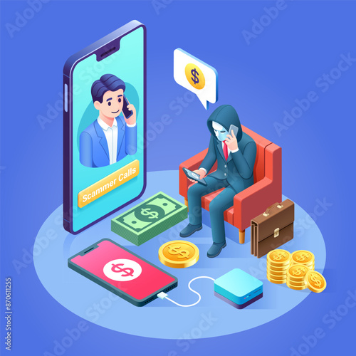 Fraud scammer Isometric illustration