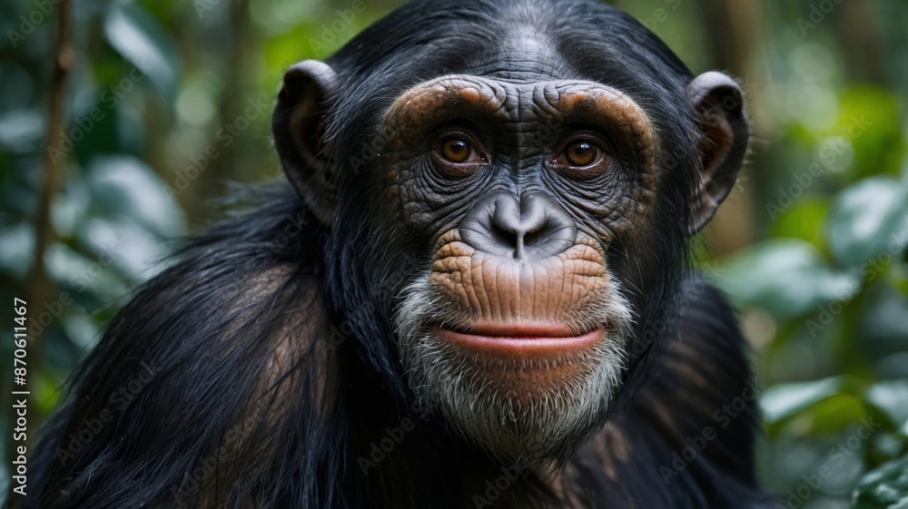 Chimpanzee in a forest, wildlife concept. Chimpanzee in a forest, wildlife concept.