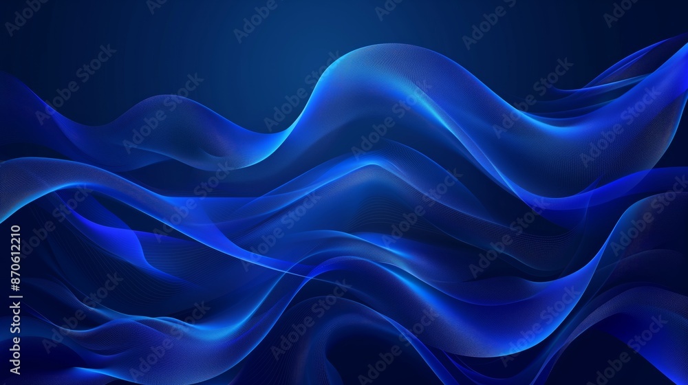 Fototapeta premium Abstract blue background with waves and lines, vector illustration.