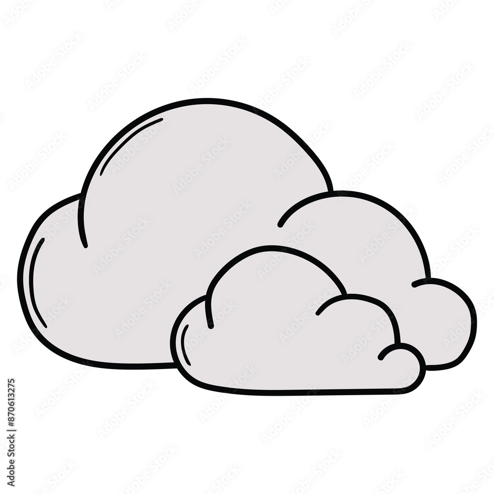 Hand drawn cartoon cloud icon on white background. Hand drawn cartoon cloud icon on white background.