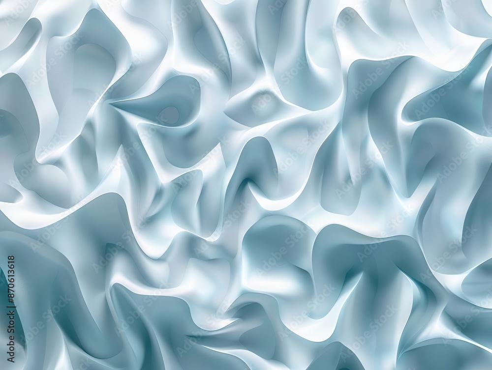Fototapeta premium mesmerizing geometric art intricate 3d wall texture in soothing light blue and white futuristic abstract design for modern interiors