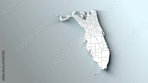 Modern Dynamic White Map of Florida with Counties