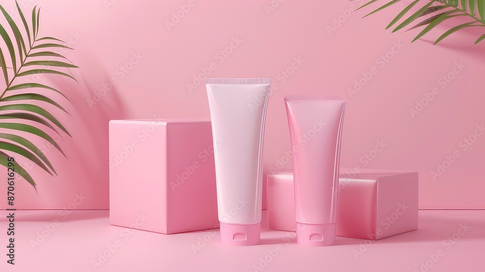 Pink Cosmetic lotion cream Mockup packages presentation design 3d illustration container plastic tube white pack care cap beauty wrapping treatment soft skin shampoo product merchandise isolate. Pink Cosmetic lotion cream Mockup packages presentation design 3d illustration container plastic tube white pack care cap beauty wrapping treatment soft skin shampoo product merchandise isolate.