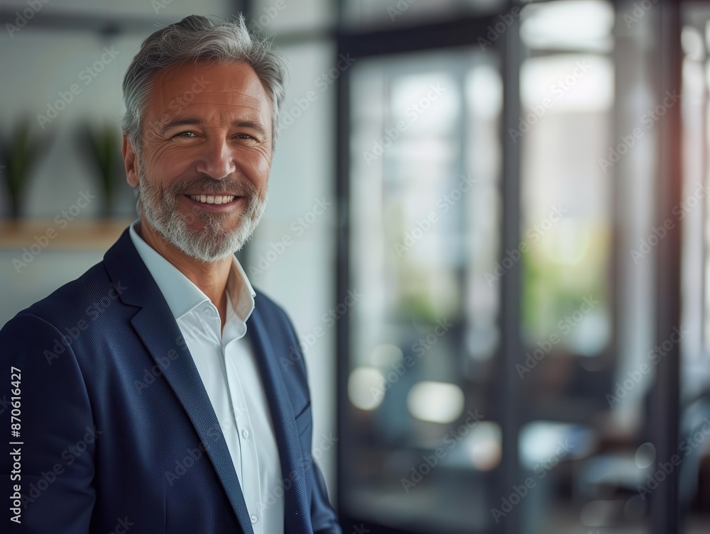 portrait of a confident middleaged businessman in a sleek office exuding professionalism and experience with a warm smile portrait of a confident middleaged businessman in a sleek office exuding professionalism and experience with a warm smile