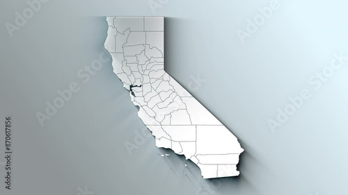 Modern Dynamic White Map of California with Counties