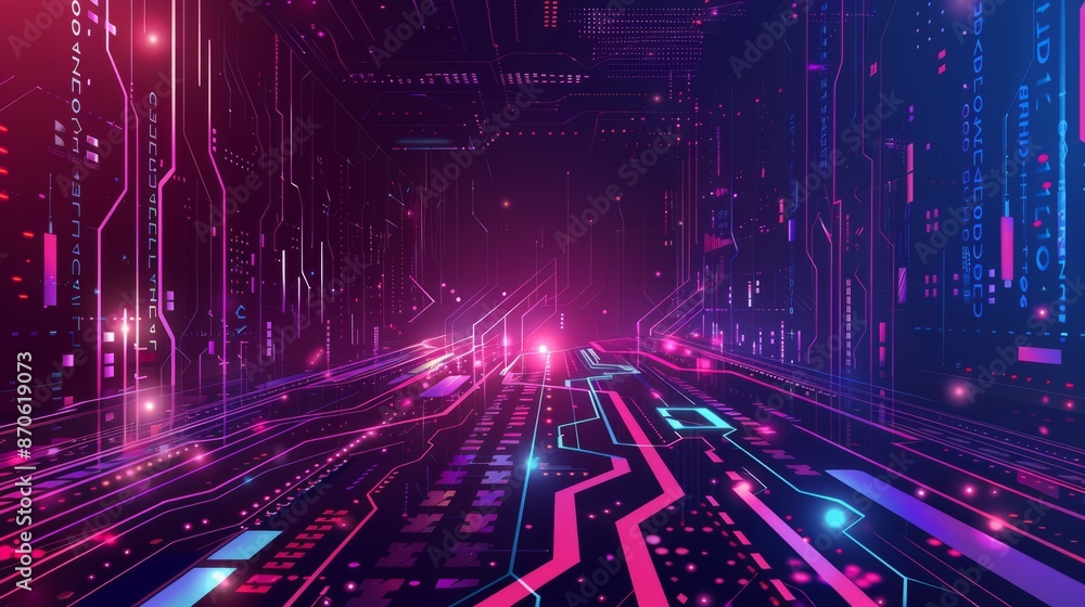Obraz premium Graphic design background of tech scene