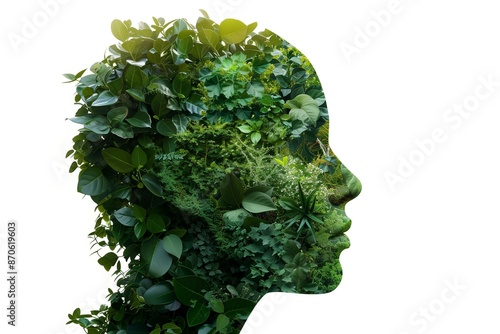 Double exposure of beautiful woman and forest