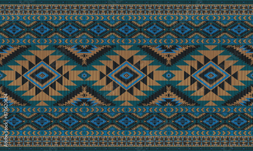 American tribal ethnic native pattern.Traditional Navajo,Aztec,Apache,Southwest and Mexican style fabric pattern.Abstract vector motifs pattern.For fabric,clothing,blanket,carpet,woven,wrap,decoration