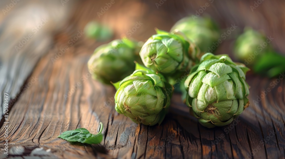 Fresh green artichokes on rustic wooden table, close-up view. Organic vegetable and healthy eating concept Fresh green artichokes on rustic wooden table, close-up view. Organic vegetable and healthy eating concept