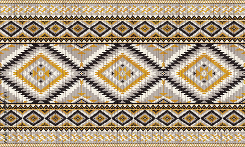 American tribal ethnic native pattern.Traditional Navajo,Aztec,Apache,Southwest and Mexican style fabric pattern.Abstract vector motifs pattern.For fabric,clothing,blanket,carpet,woven,wrap,decoration