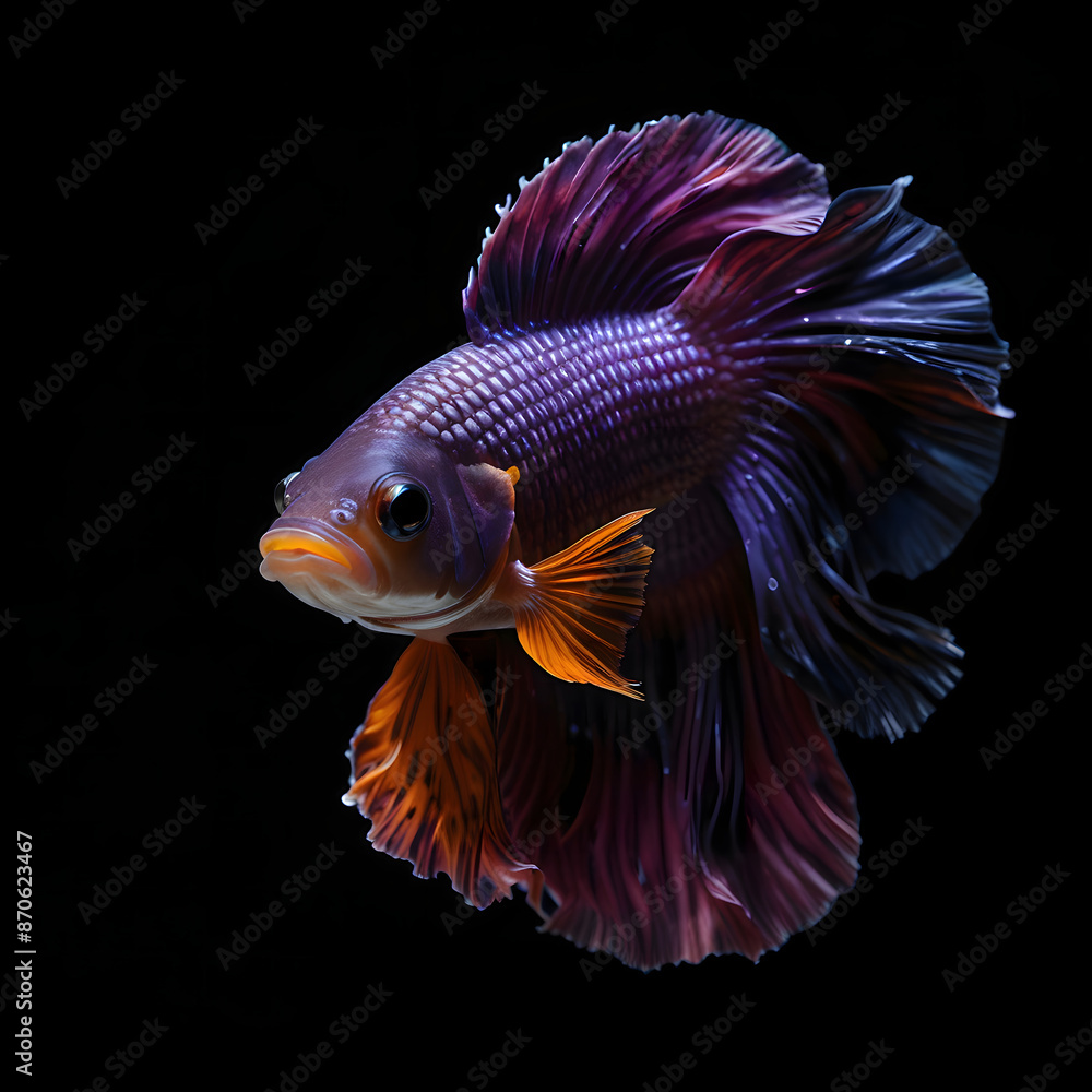 Fototapeta premium Purple mix orange betta fish
