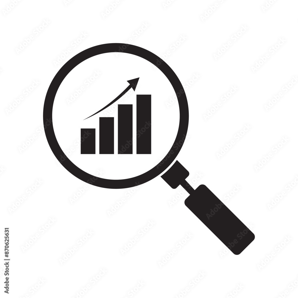 magnifying glass flat icon vector viewing statistics magnifying glass flat icon vector viewing statistics