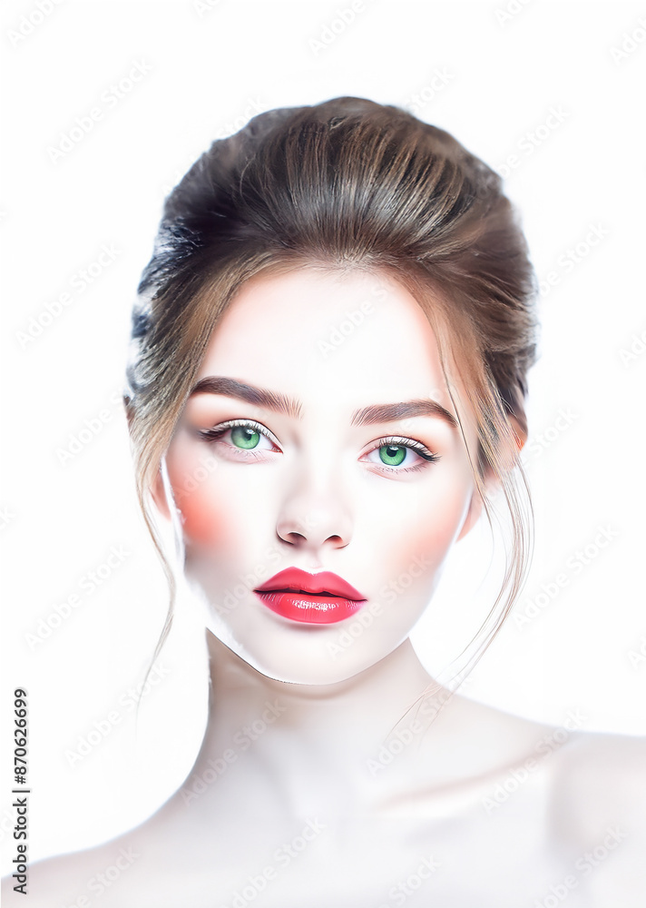 A close-up, portrait of a woman with distinctive and finely detailed features