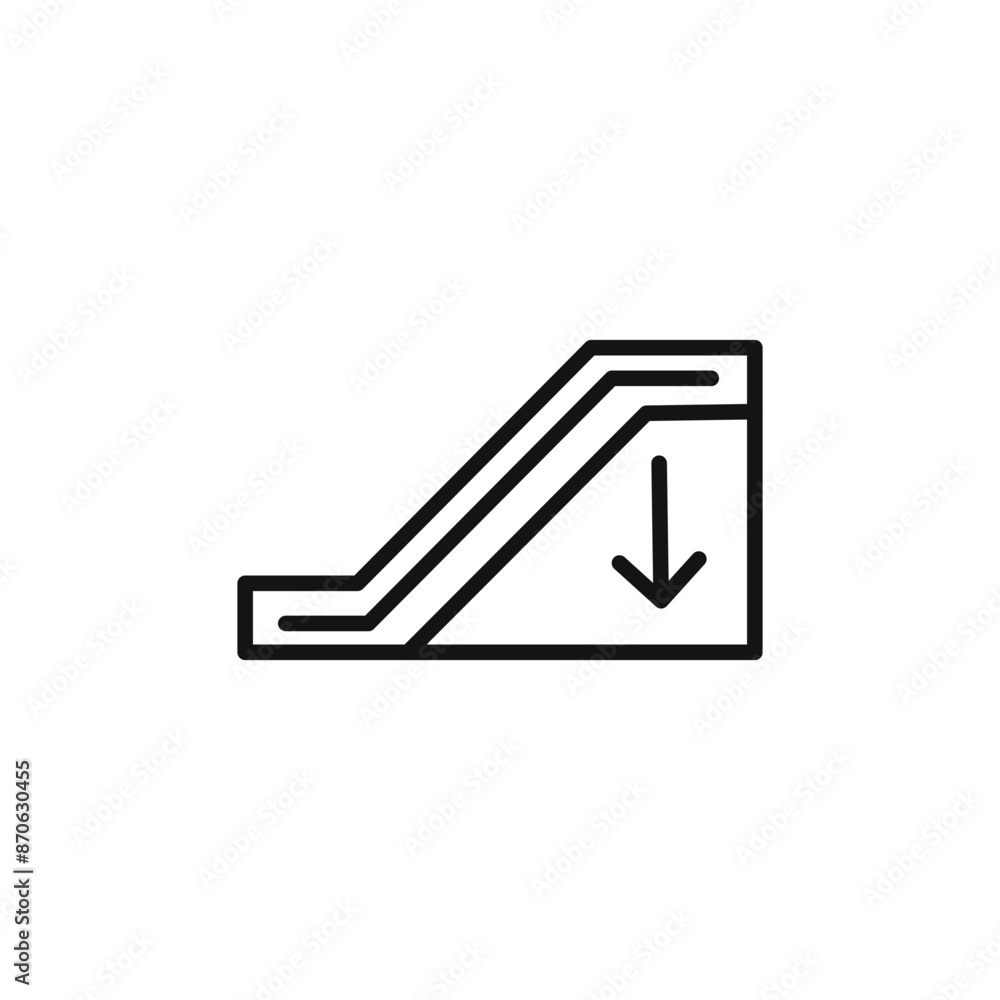 Escalator down logo sign vector outline Escalator down logo sign vector outline