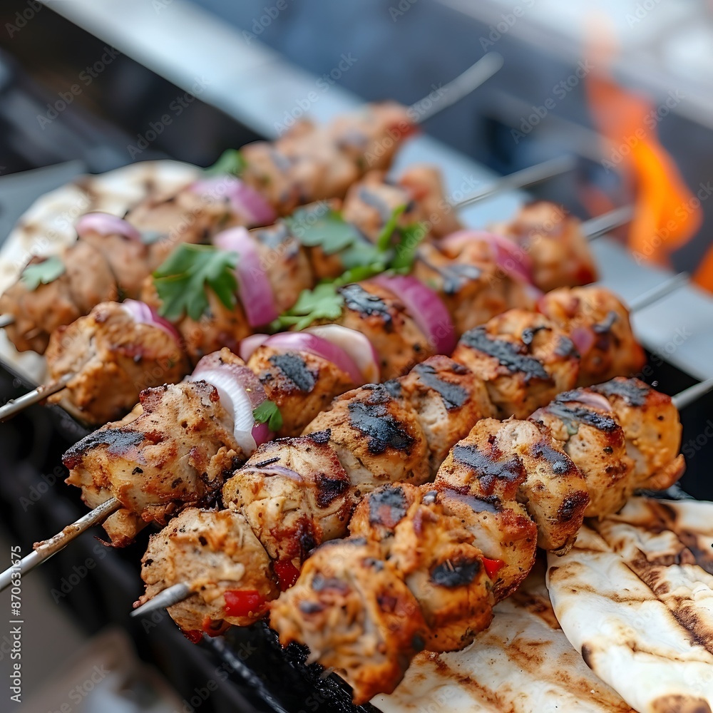 Grilled Chicken Skewers with Onion and Parsley Grilled Chicken Skewers with Onion and Parsley