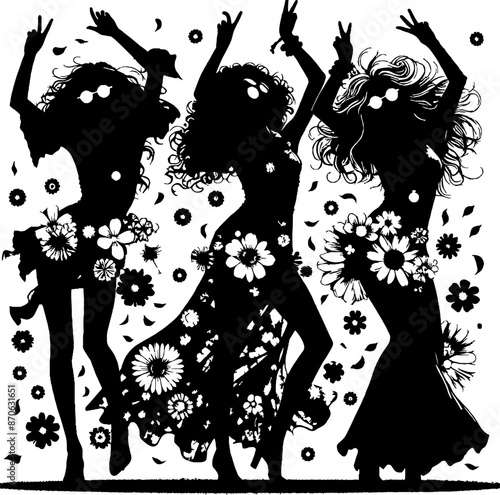 silhouettes of girls dancing at a Halloween party