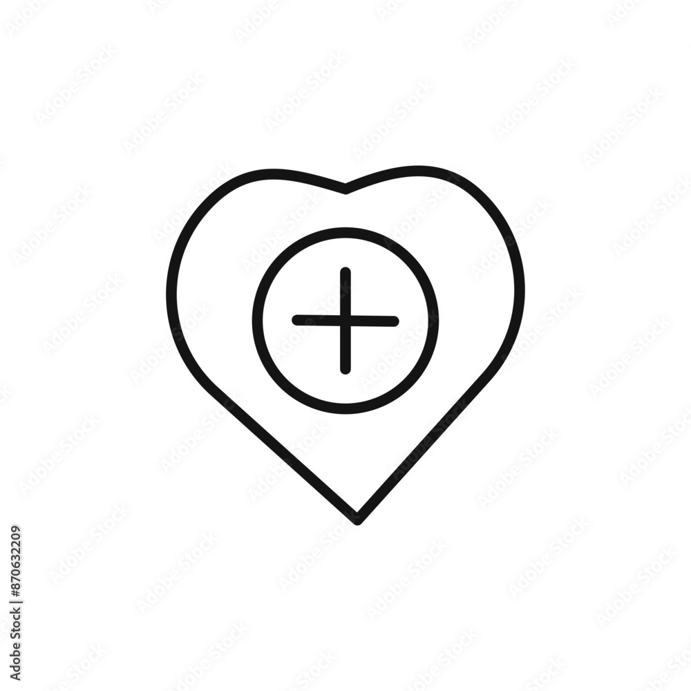 Heart plus logo sign vector outline Heart plus logo sign vector outline