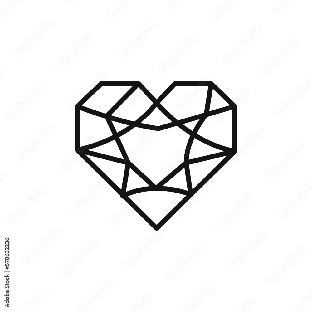 Heart shaped diamond logo sign vector outline Heart shaped diamond logo sign vector outline