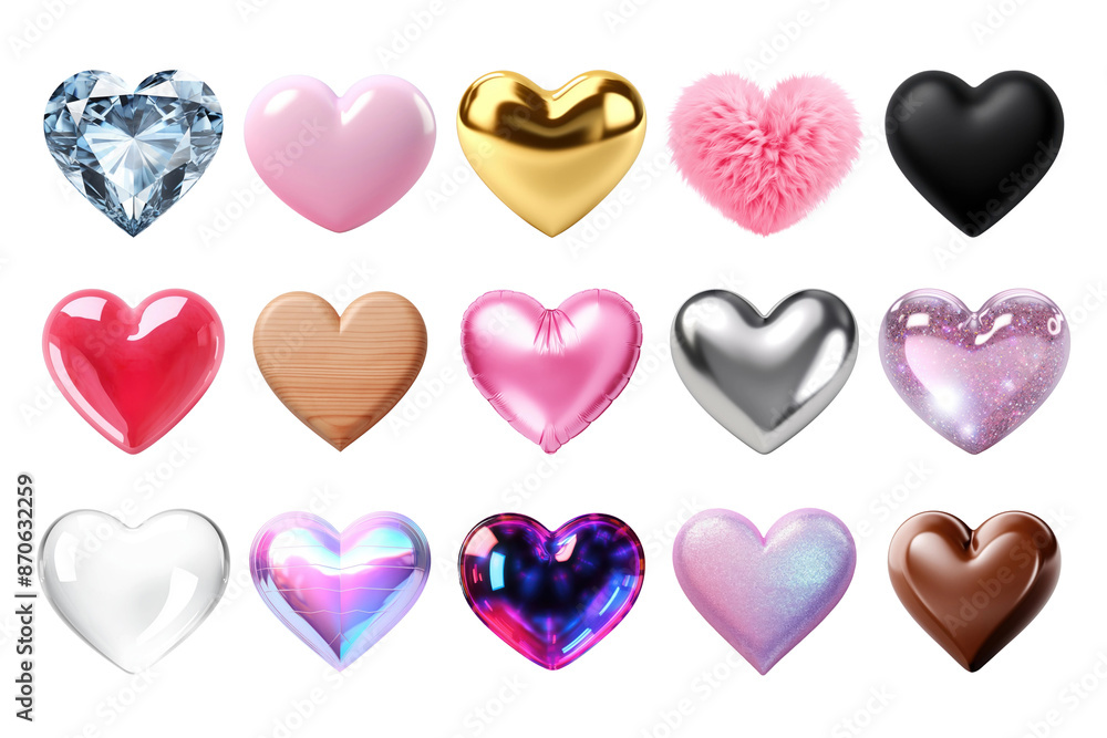 3d hearts png cut out set 3d hearts png cut out set
