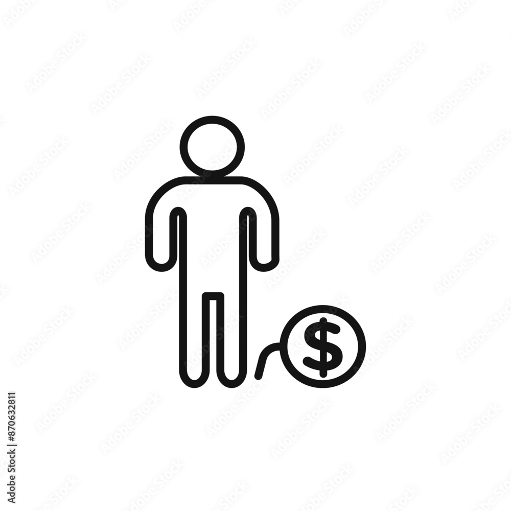 Man take money credit logo sign vector outline Man take money credit logo sign vector outline