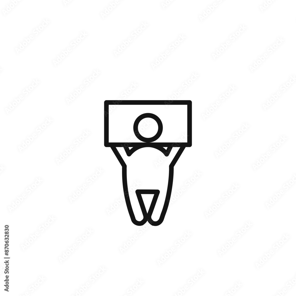 Man protests with a poster logo sign vector outline Man protests with a poster logo sign vector outline