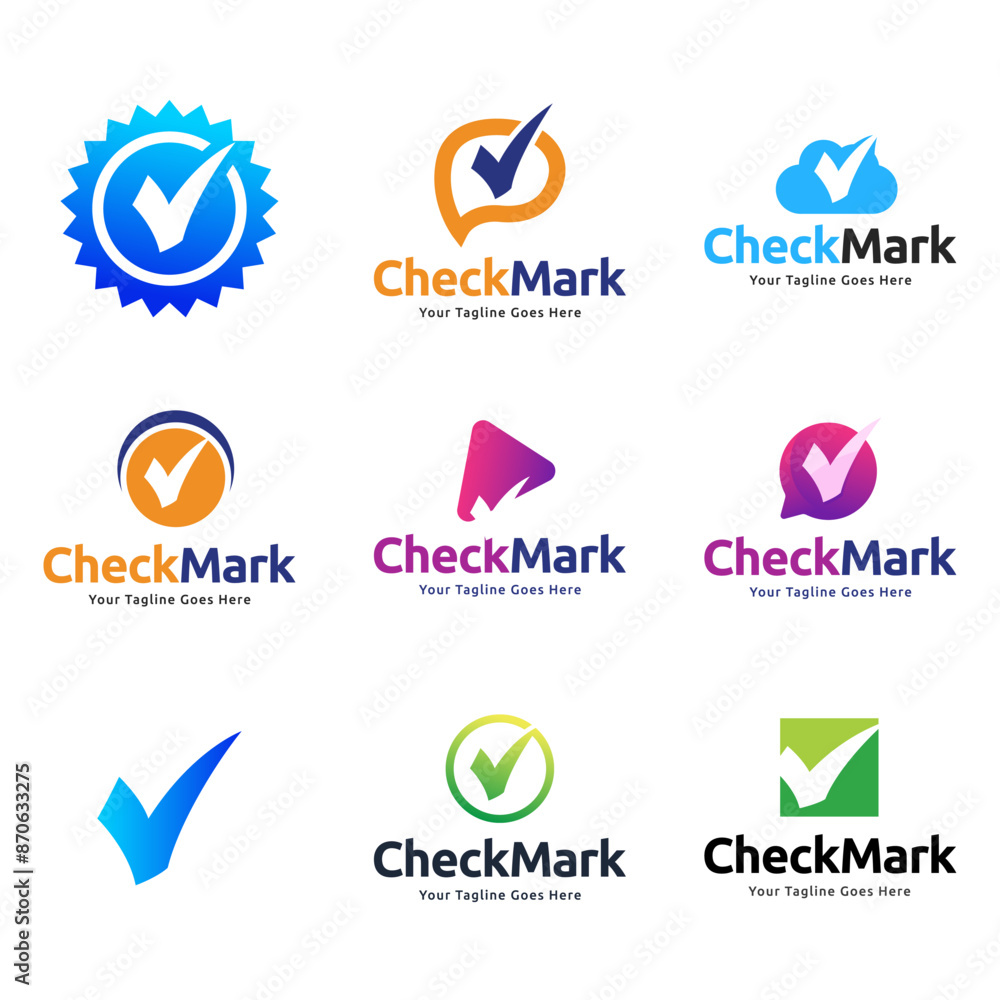 Set of Check mark vector icon logo design illustration Set of Check mark vector icon logo design illustration