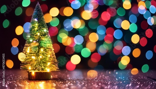 christmas tree multicolored bokeh on dark background defocused multi colored lights new year christmas background abstract texture copy space