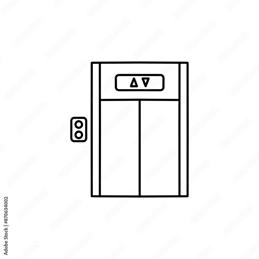 Elevator outline icon. Lift sign in the lobby or building. Vector illustration. Elevator outline icon. Lift sign in the lobby or building. Vector illustration.
