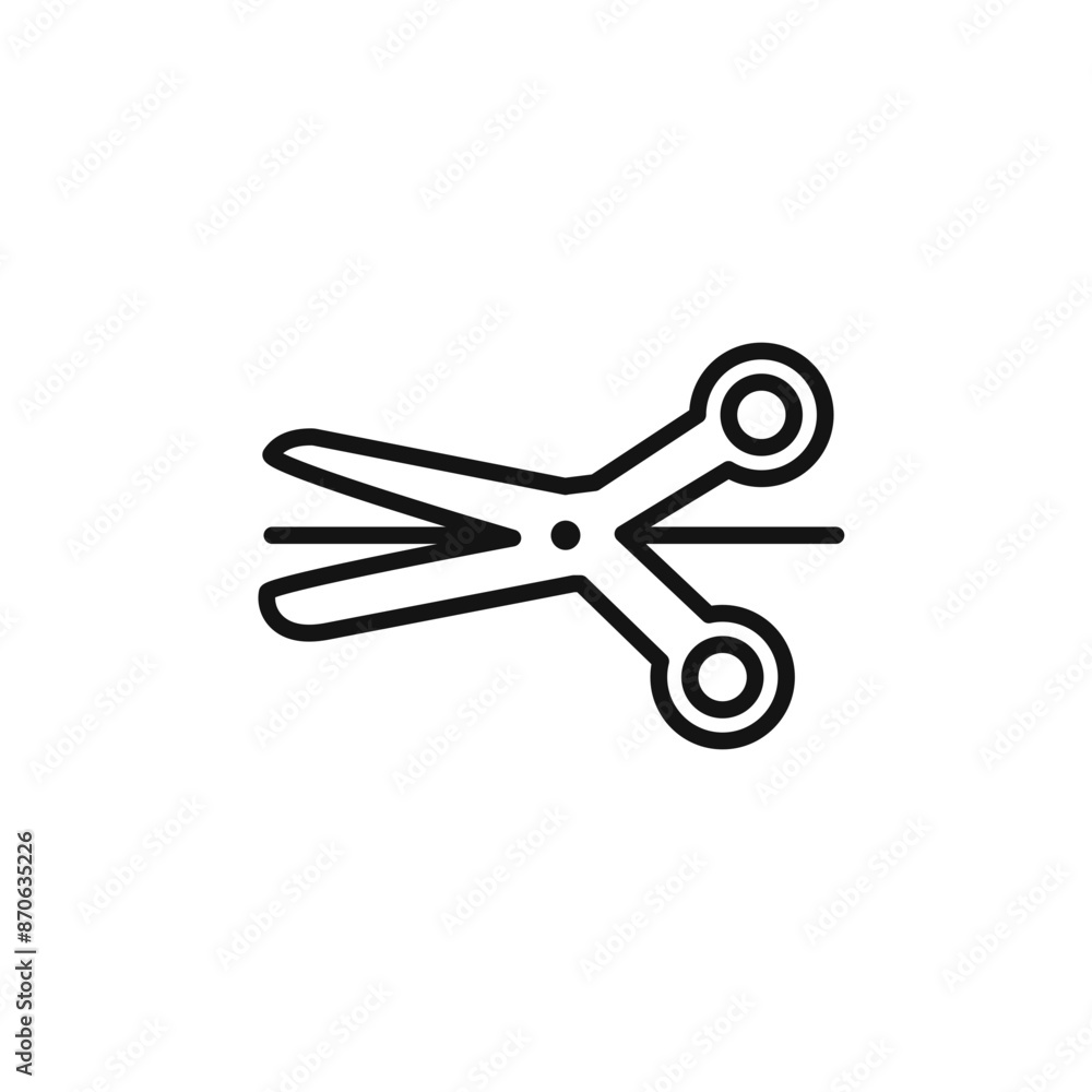 Scissors with cut lines logo sign vector outline Scissors with cut lines logo sign vector outline