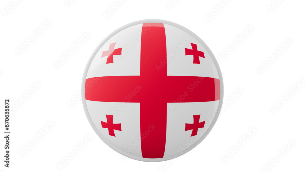 Obraz premium Georgia, georgian Circle flag icon . Transparent backgound. 3d rendered with alpha channel. Round shape. 