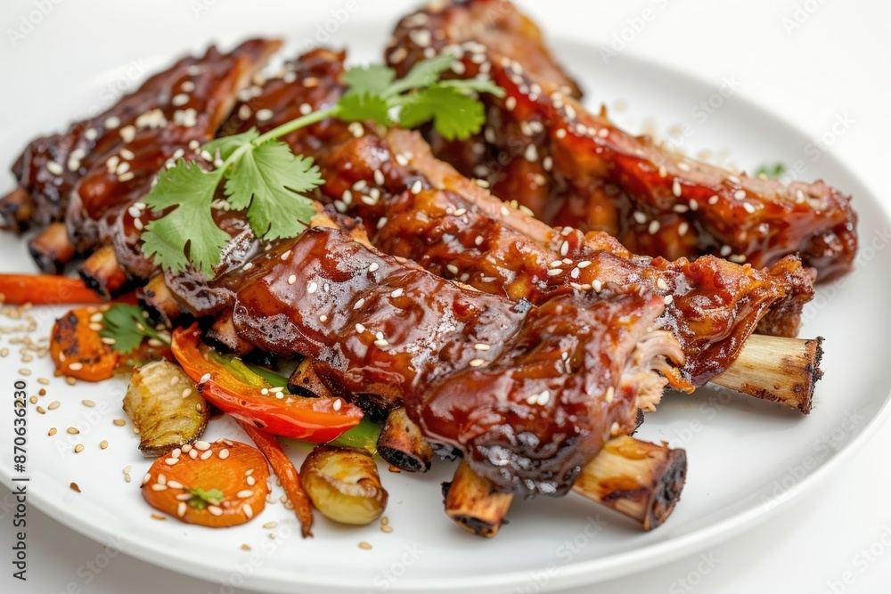 Irresistible Spare Ribs with Glazed Mahogany Hue and Roasted Vegetables