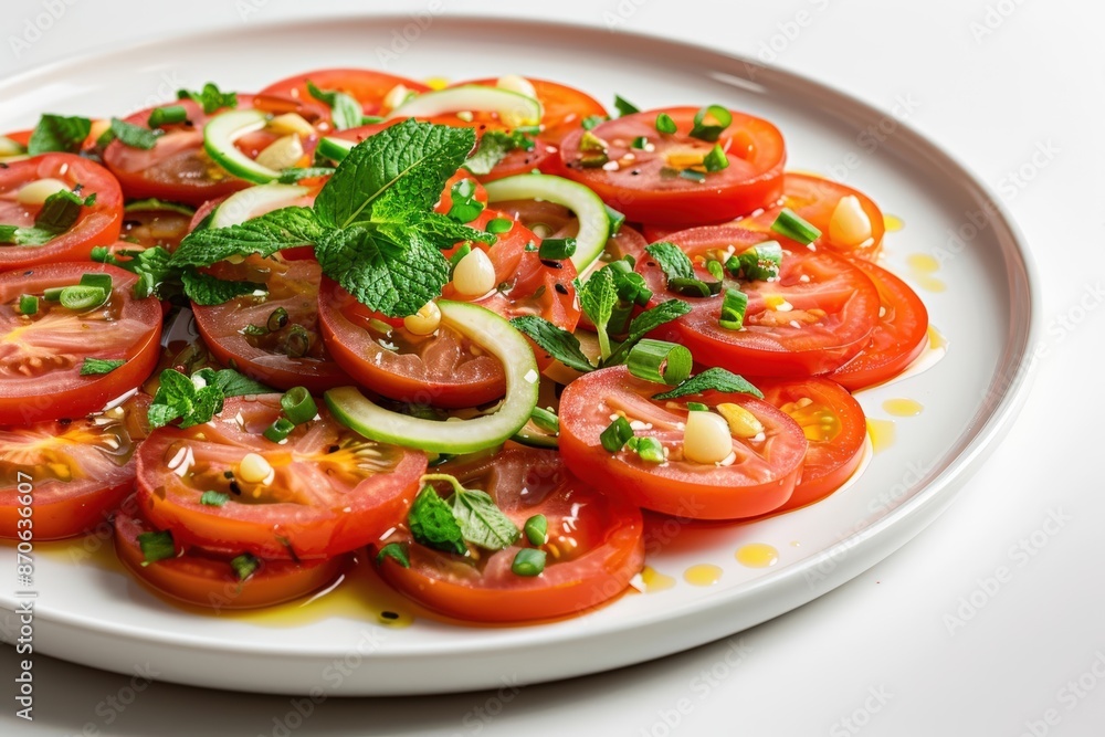 Flavorful Dai Mint and Tomato Salad with Zesty Garlic Drizzle Flavorful Dai Mint and Tomato Salad with Zesty Garlic Drizzle