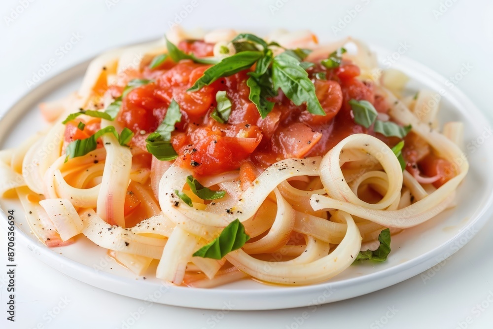 Flavorful Daikon Fettuccine with Tomato-Basil Sauce Flavorful Daikon Fettuccine with Tomato-Basil Sauce